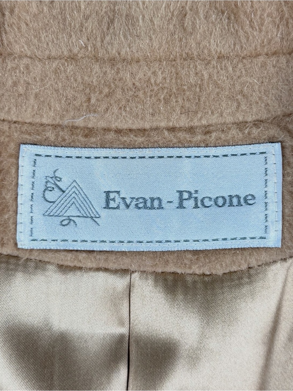 Vintage Evan Picone Tan Camel Double Breasted Wool Coat Women’s Medium Overcoat - Picture 4 of 11